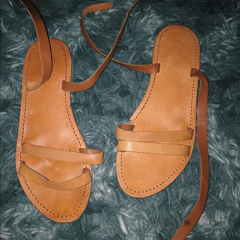 Strappy sandals.